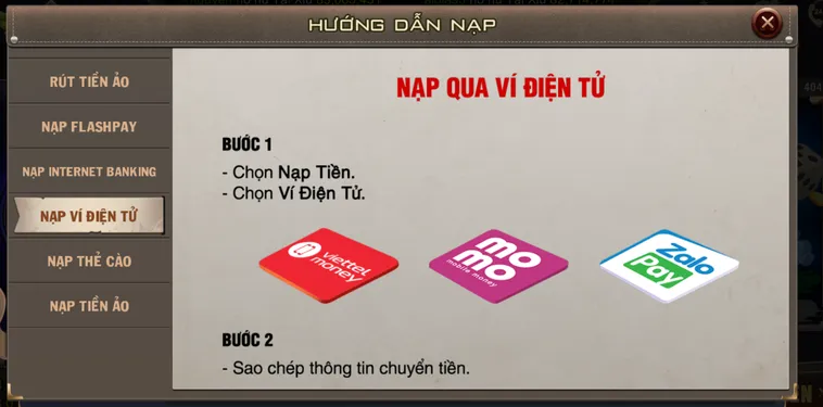 Hướng Dẫn Cách Nạp Tiền Qua Ví Điện Tử Tại B52 Club Siêu Tốc Nhận Khuyến Mãi Khủng Mỗi Ngày