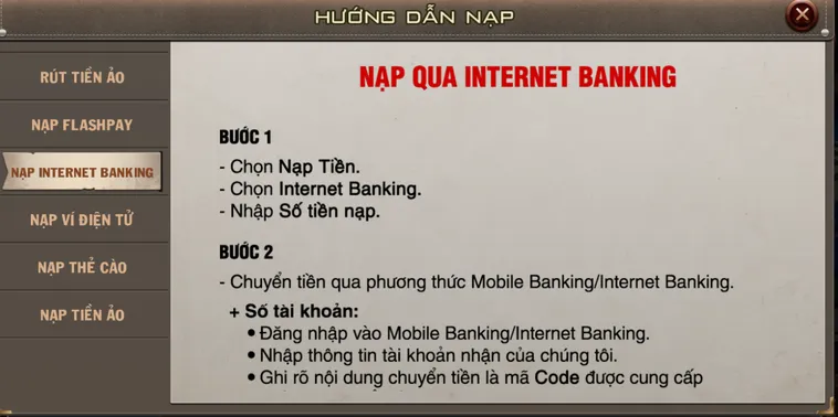 Hướng Dẫn Cách Nạp Tiền Qua Tài Khoản Ngân Hàng Tại B52 Club Siêu Tốc Nhận Khuyến Mãi Khủng Mỗi Ngày