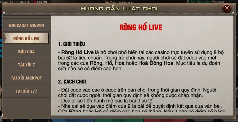 Rồng Hổ BigWin Livestream Tại B52 Club Đấu Trường Săn Thưởng Đẳng Cấp