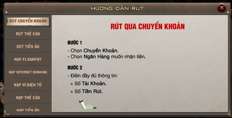 Hướng dẫn quy trình rút tiền chuẩn qua tài khoản ngân hàng .