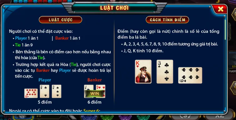 Super Baccarat 6 Tại B52 Club Sảnh Bài Trực Tuyến Hiện Đại Với Tỷ Lệ Thắng Cực Cao